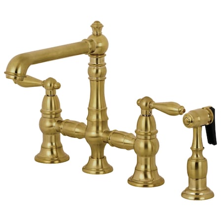 Kingston Brass KS7277ALBS Kitchen Faucet W/ Side Sprayer, Brushed Brass KS7277ALBS